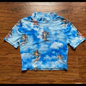mesh angel cropped top